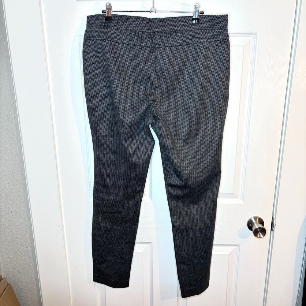 KASPER Classic Pull On Slim Stretch Herringbone Pants Workwear Charcoal Grey 14 - Picture 6 of 9